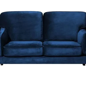 2 Seater Velours Sofa Navy Blue LOKKA avec Élastiques de Fixation