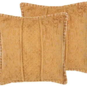 Set 2 Bosselé Cushions 45 x 45 cm Yellow KAVALAM
