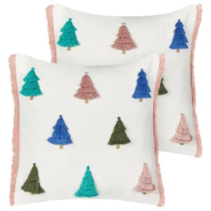 Set 2 Coton lavé Cushions Christmas Motif 45 x 45 cm Multicolour SKIMMIA