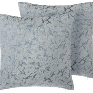 Set 2 Cushions Cracked Pattern 45 x 45 cm Grey WISTERIA