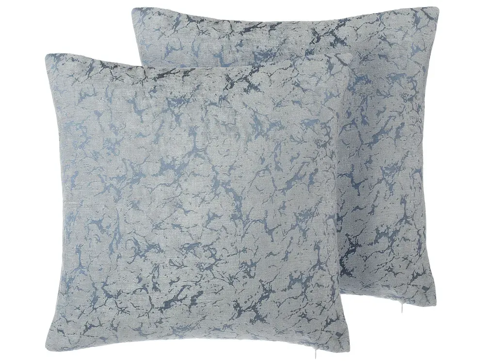 Set 2 Cushions Cracked Pattern 45 x 45 cm Grey WISTERIA