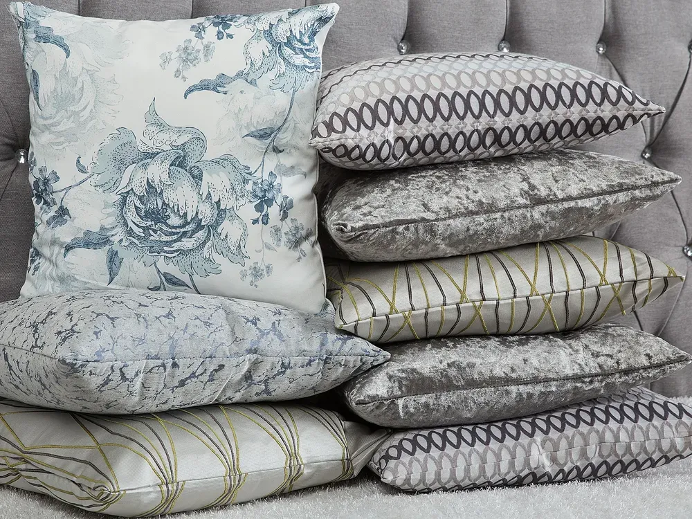 Set 2 Cushions Cracked Pattern 45 x 45 cm Grey WISTERIA