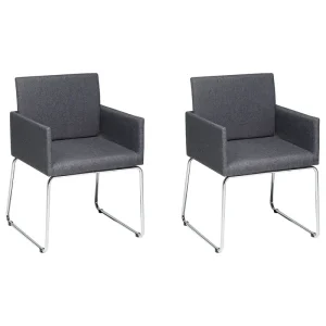 Set 2 Fabric Dining Chairs Grey GOMEZ pour Canapé d'Angle