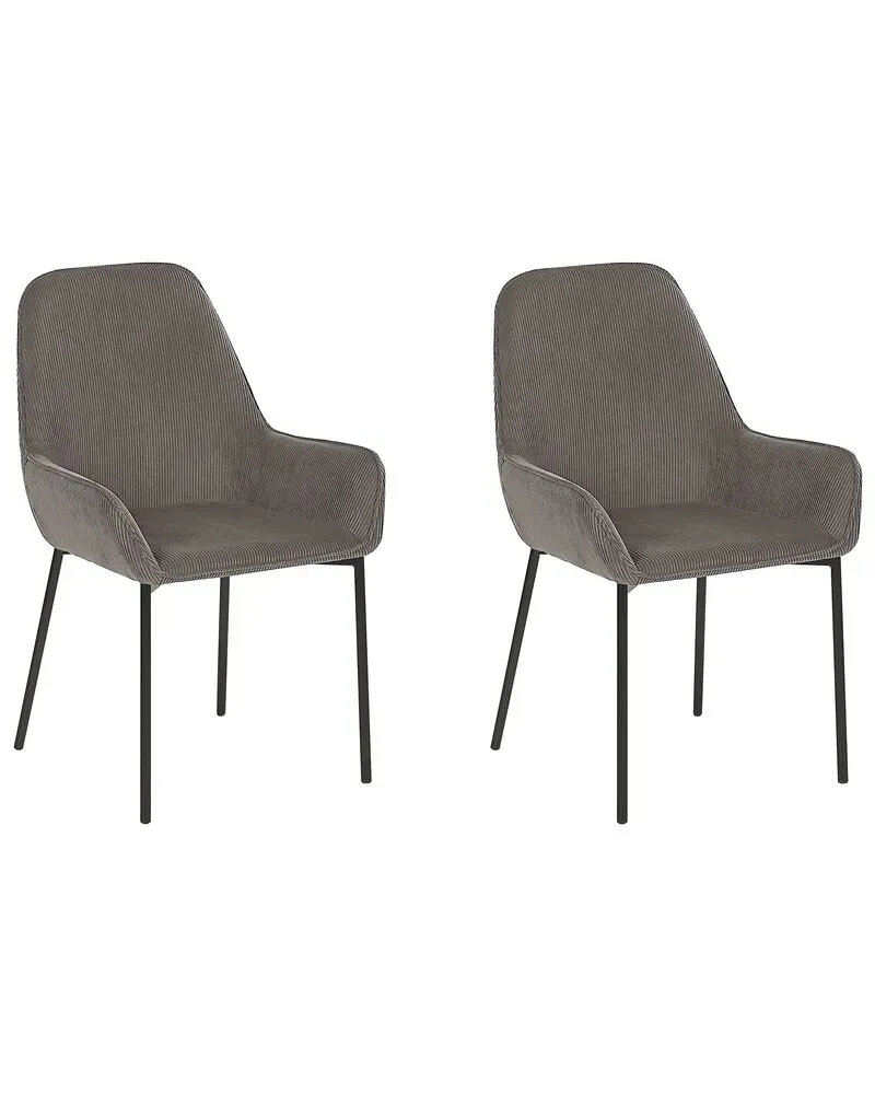 Set 2 Géant Cord Dining Chairs Grey LOVERNA
