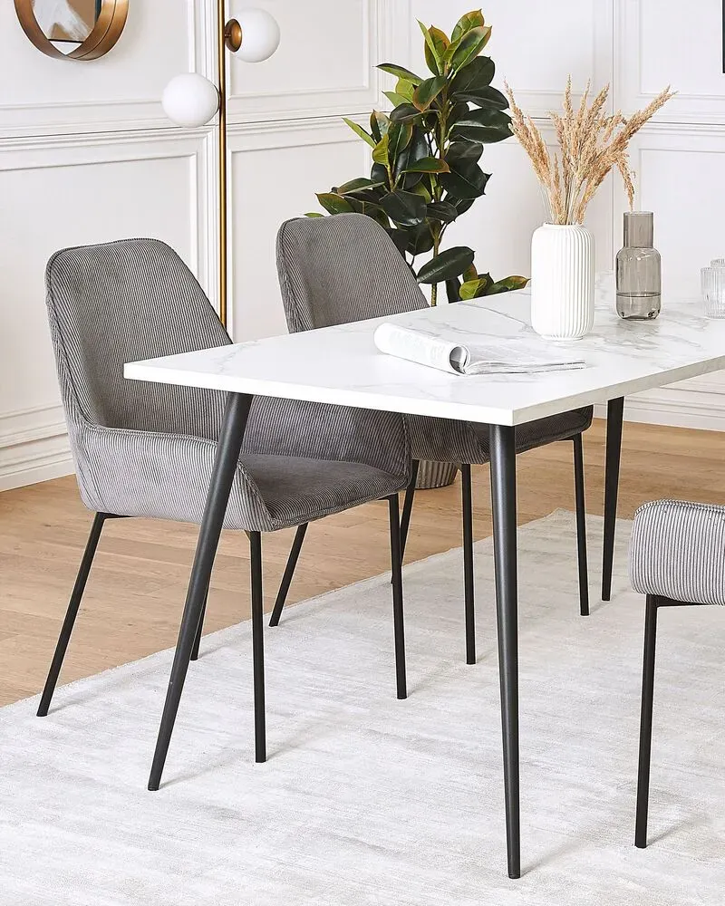Set 2 Géant Cord Dining Chairs Grey LOVERNA