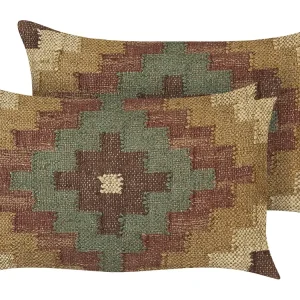 Set 2 Jute Cushions 30 x 50 cm Multicolour MAGURI