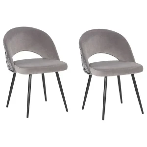 Set 2 Tissu doux Dining Chairs Grey VIVIAN Style Élégant
