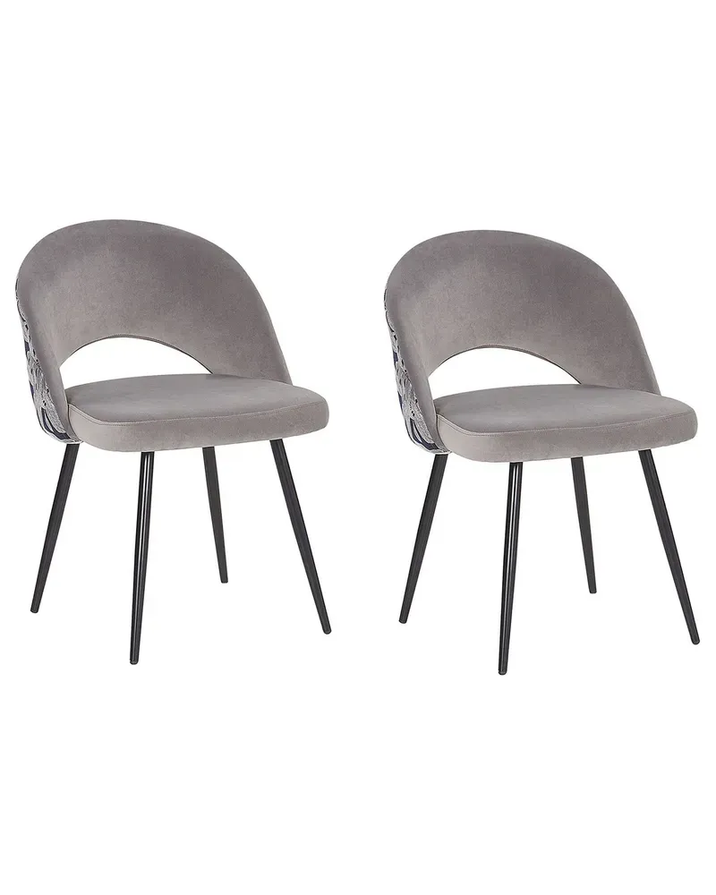 Set 2 Tissu doux Dining Chairs Grey VIVIAN Style Élégant
