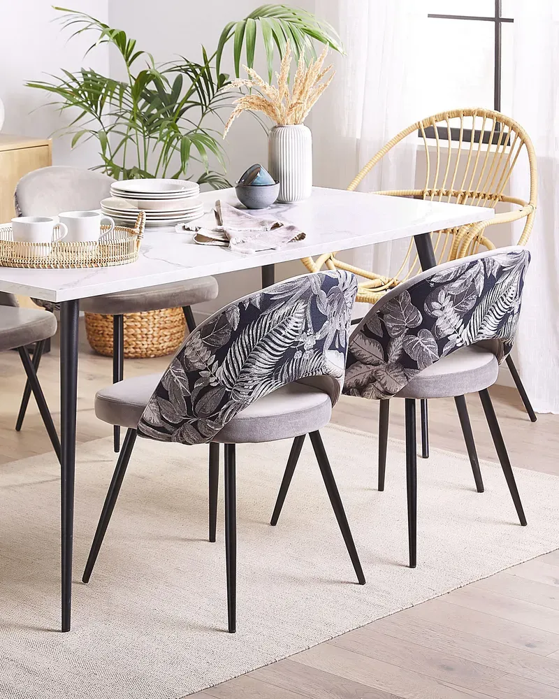Set 2 Tissu doux Dining Chairs Grey VIVIAN Style Élégant