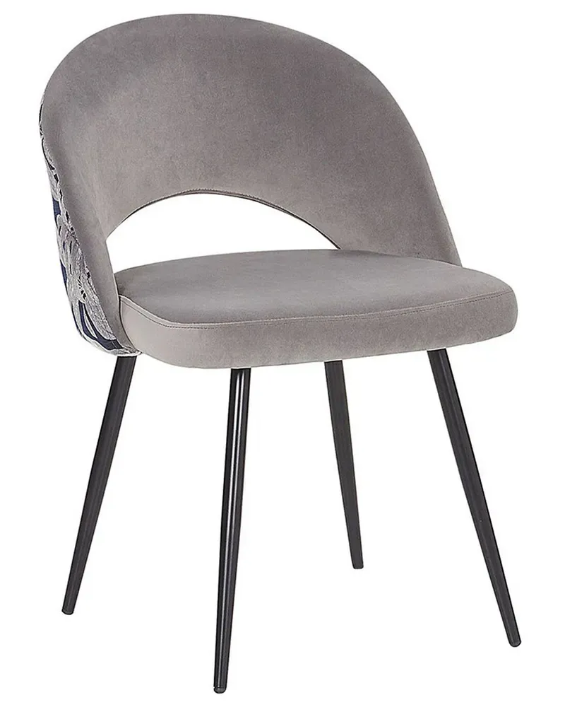 Set 2 Tissu doux Dining Chairs Grey VIVIAN Style Élégant