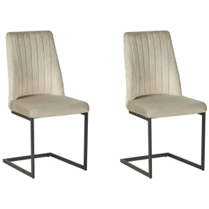 Set 2 Tissu doux Dining Chairs Taupe LAVONIA
