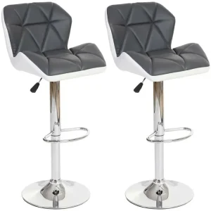 Tabouret de bar MCW-A92 (lot de 2), gris avec Fermeture Éclair