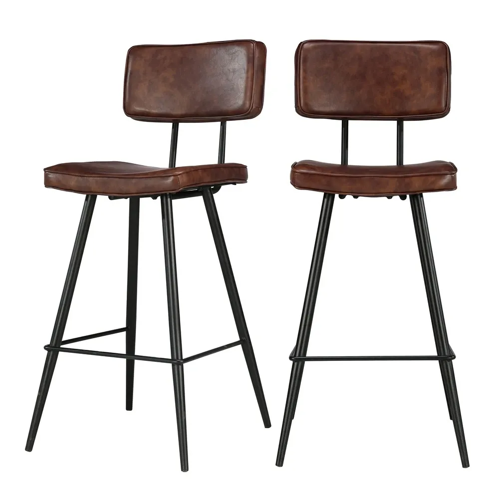 Texas - chaise de bar mi-hauteur 66 cm en cuir synthétique (lot de 2) pour Déménagement