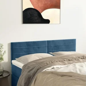 Têtes de lit 2 pcs Bleu profond 72x5x78/88 cm Velours