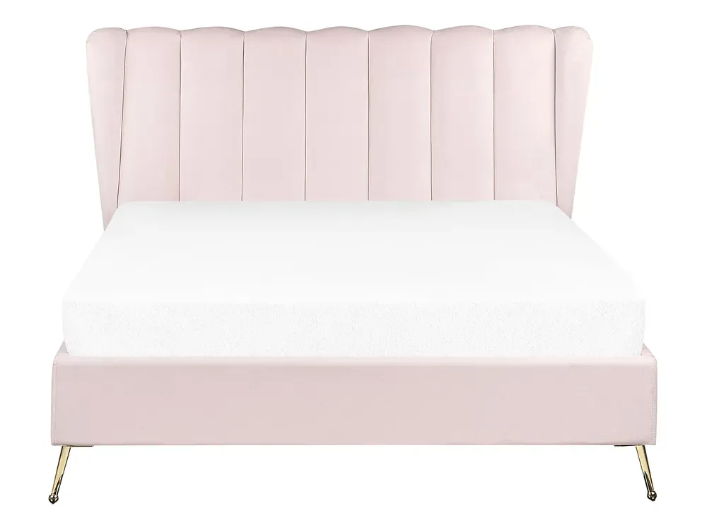 Velvet EU Double Size Bed USB Port Rose vif MIRIBEL