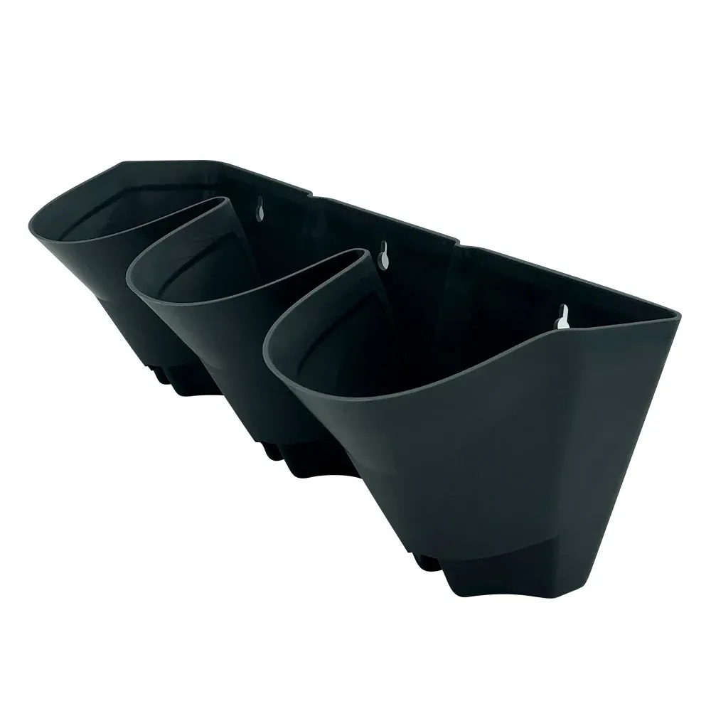 POTS POUR MUR VEGETAL GRIS X3