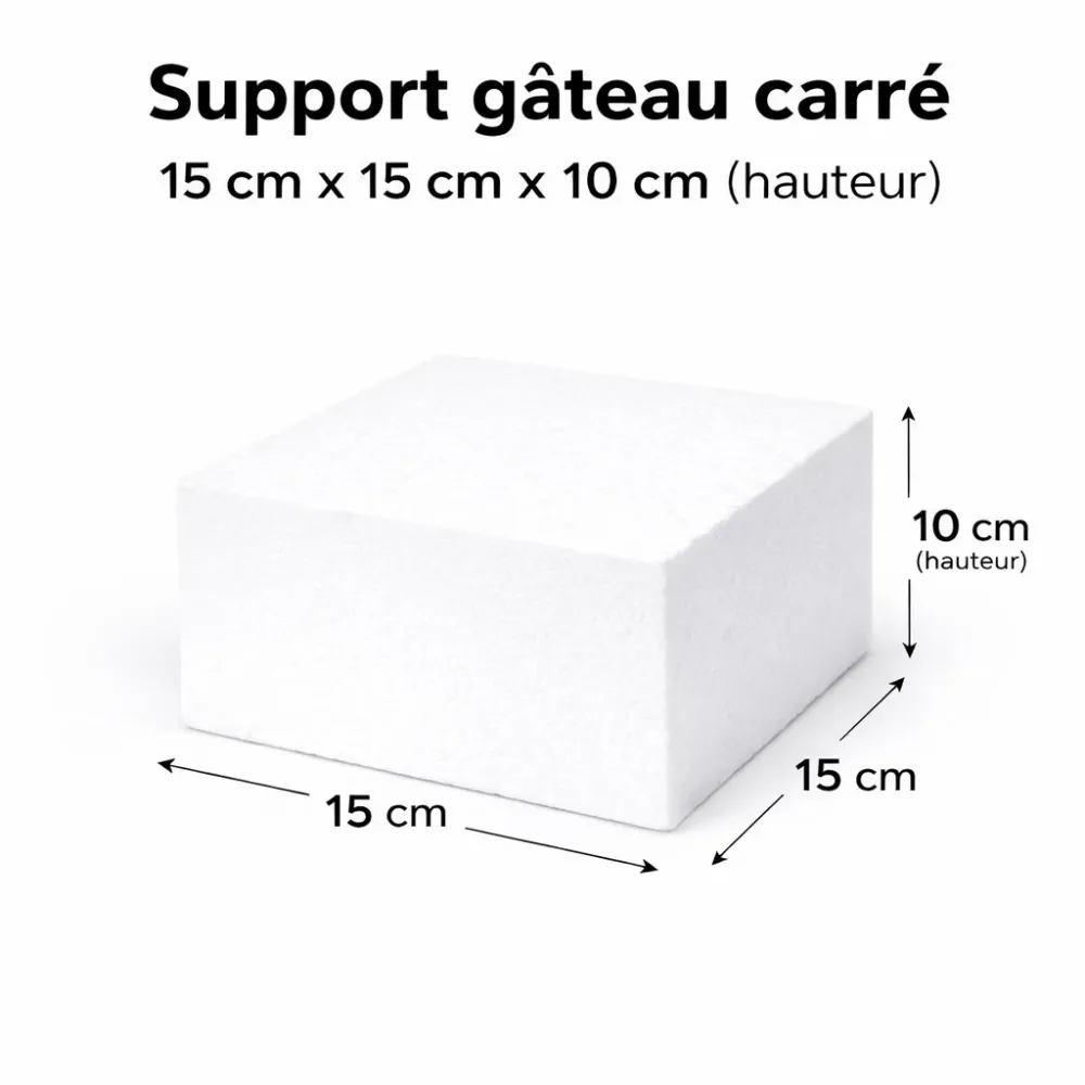 Support gâteau carré en polystyrène – 15 x 15 cm x 10 cm Ben Yaghlane