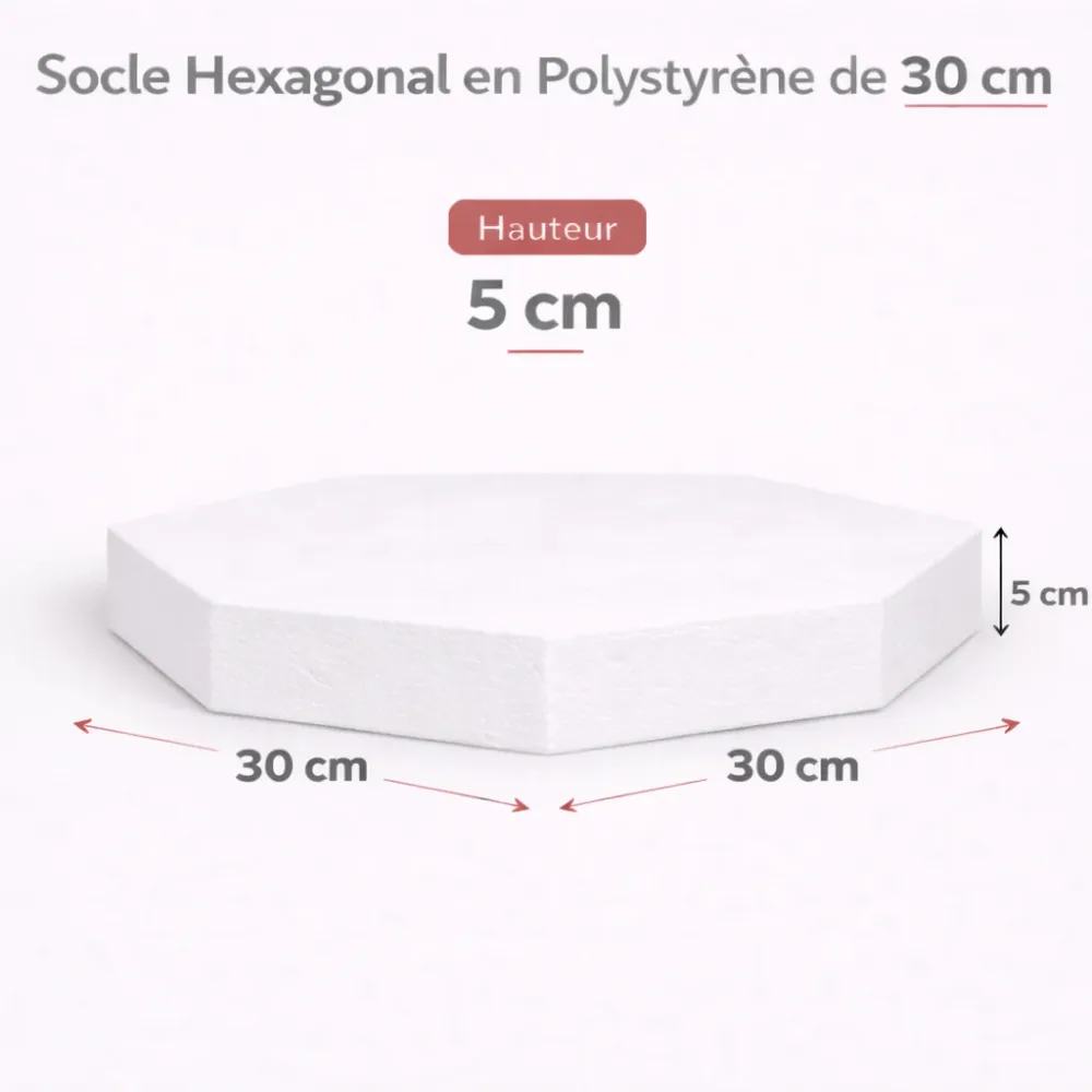 Support gâteau Hexagonal en Polystyrène 30 x 5 cm Ben Yaghlane