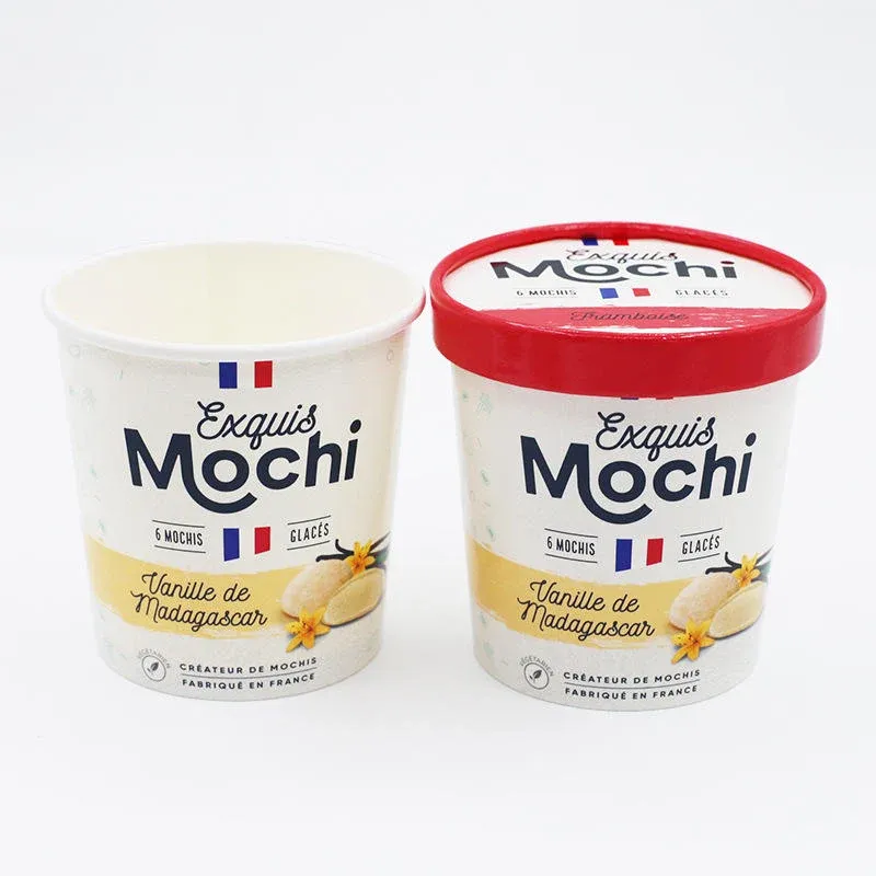 Bol de papier de crème glacée PLA compostable blanc de conception imprimée par logo adapté aux besoins du client