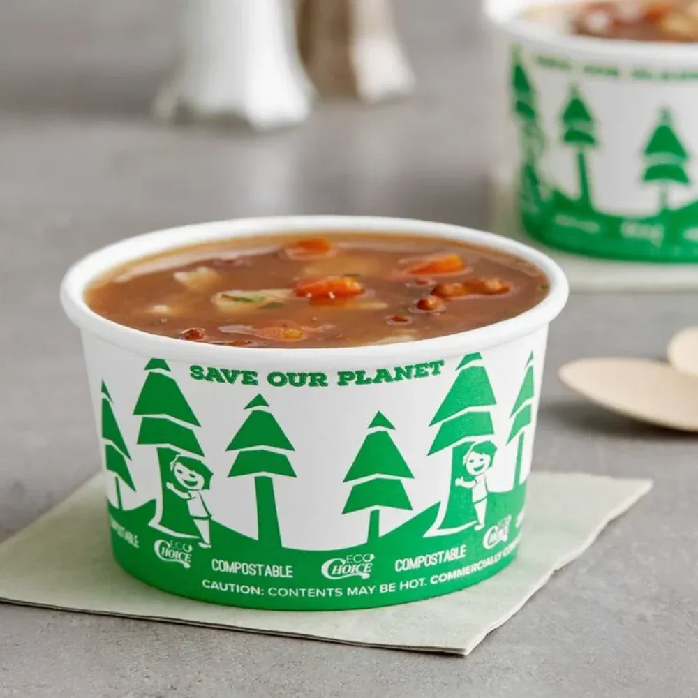 Bols à soupe chauds en papier kraft respectueux de l'environnement avec couvercle ventilé