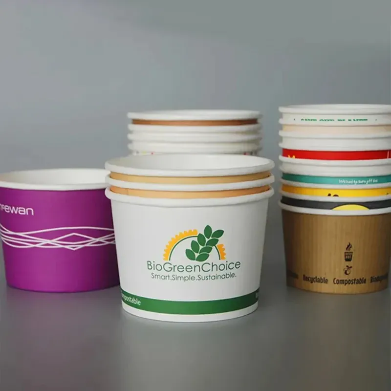 Bols à soupe chauds en papier kraft respectueux de l'environnement avec couvercle ventilé