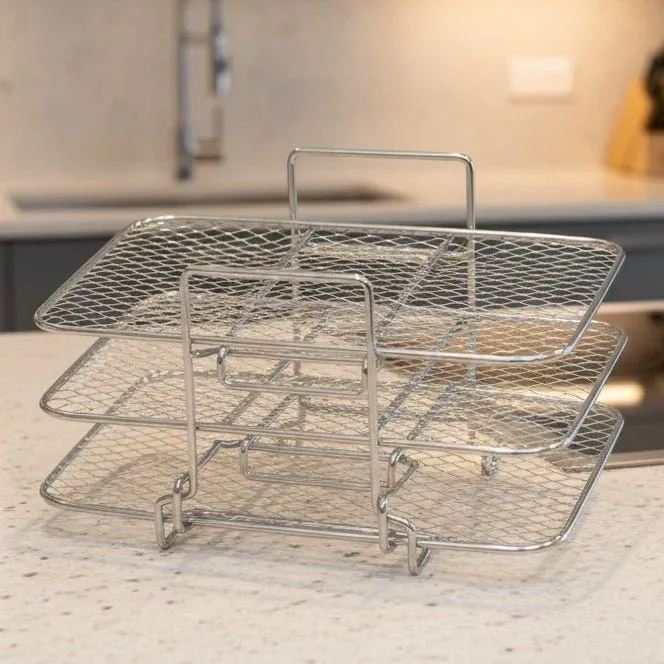 STACKCRISP – Grille en acier inoxydable pour friteuse à air avec 3 niveaux pour une meilleure circulation de l'air Cozey M...