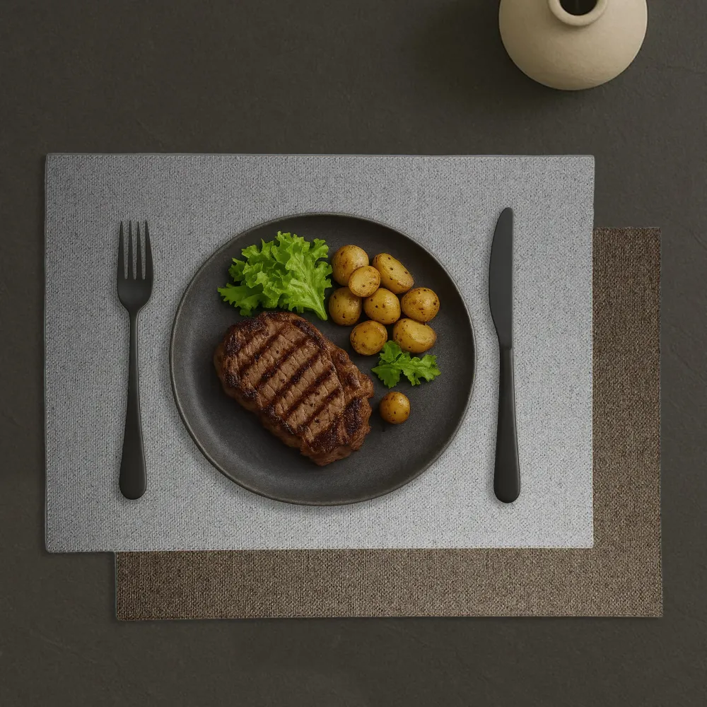 Signature 6 sets de table aspect lin blanc marron Signature Home Collection