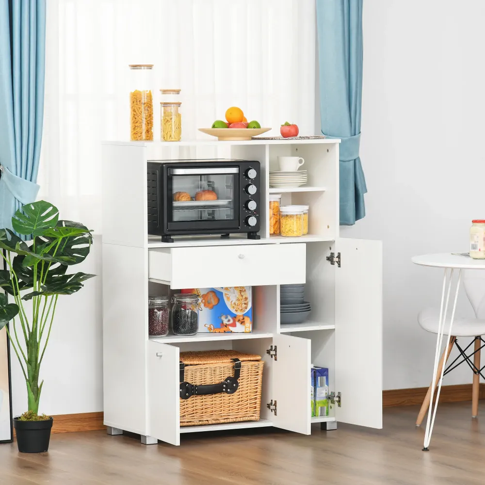 Armoire de cuisine avec support pour four à micro-ondes, blanc Aosom