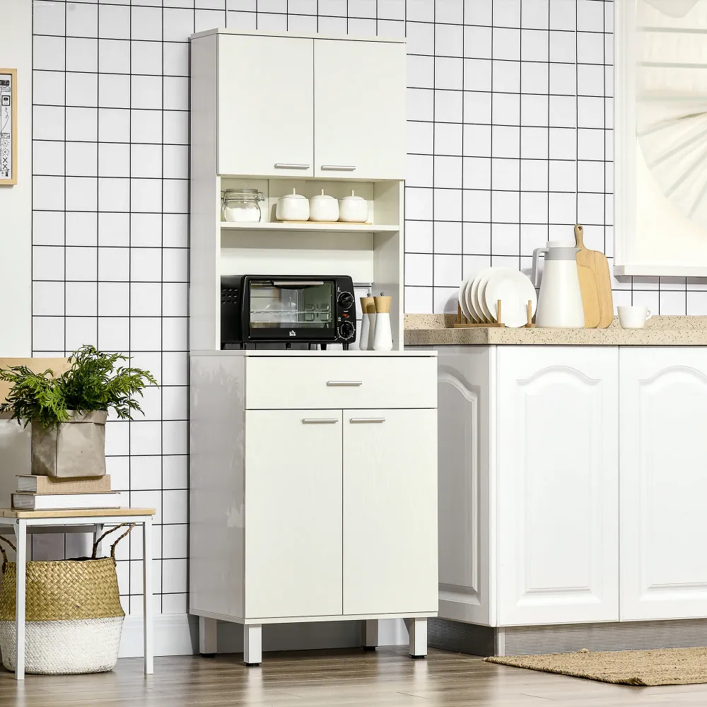 Garde-manger avec rangement pour micro-ondes, blanc Aosom