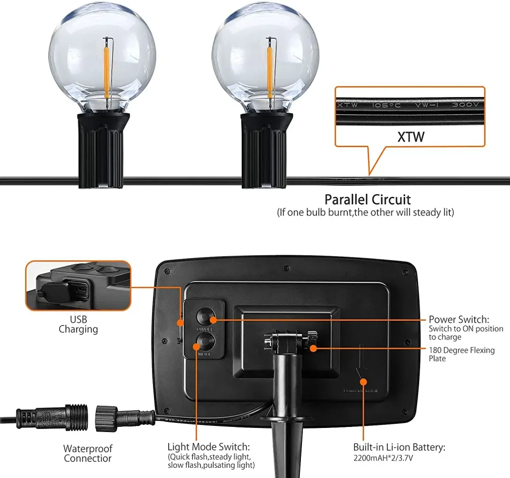 Lampe Guirlande Solaire Vintage
