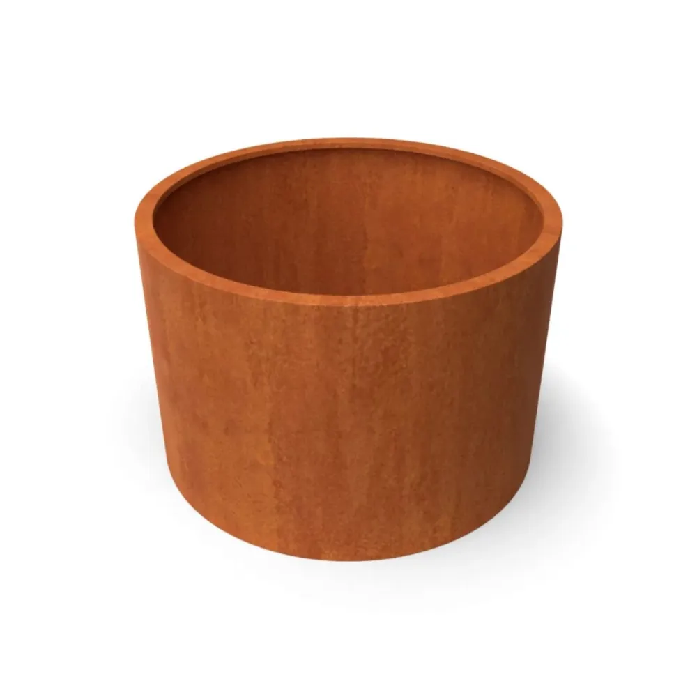 Bac à plantes rond en acier Corten avec fond 60 x 60 x 60 cm Geroba