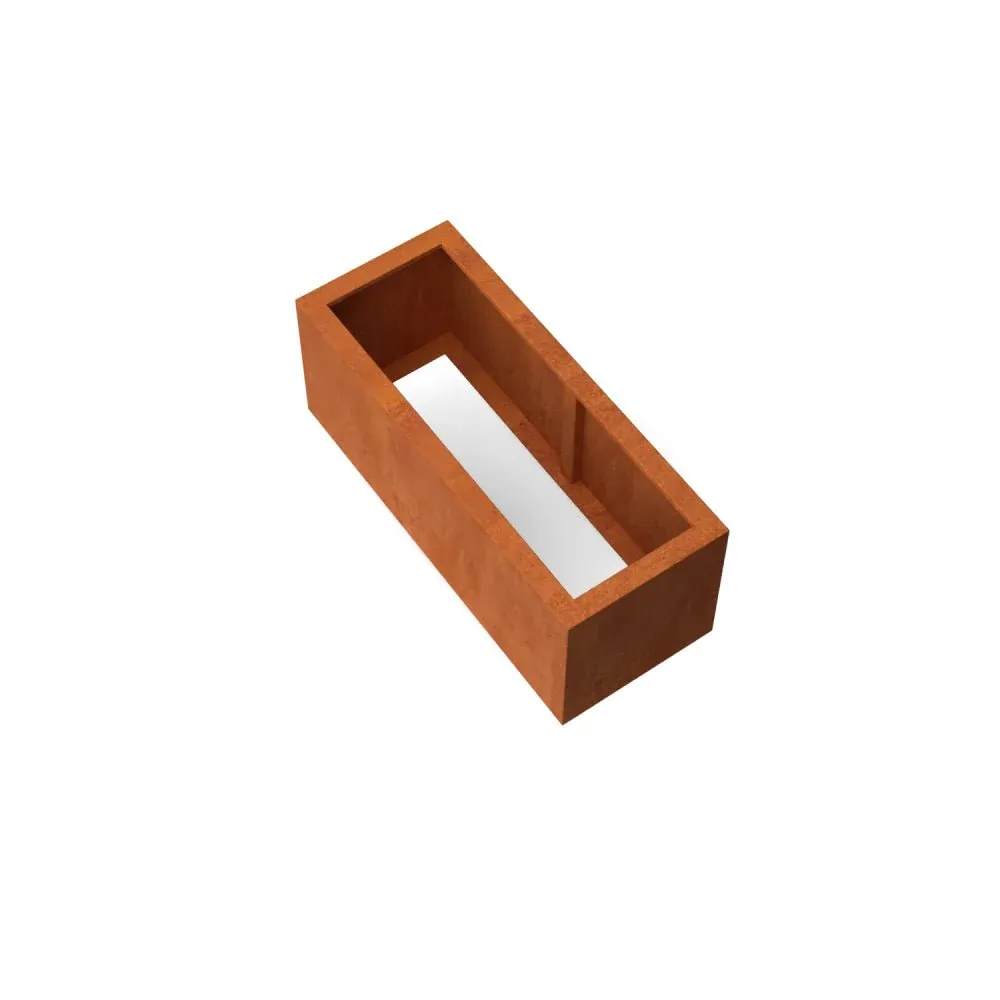 Jardinière allongée en acier Corten sans fond 100 x 40 x 40 cm Geroba