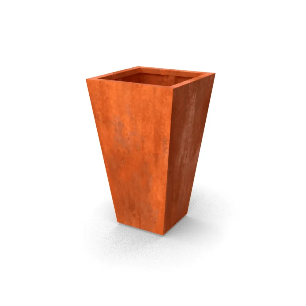 Jardinière conique en acier Corten avec fond 60 x 60 x 100 cm Geroba