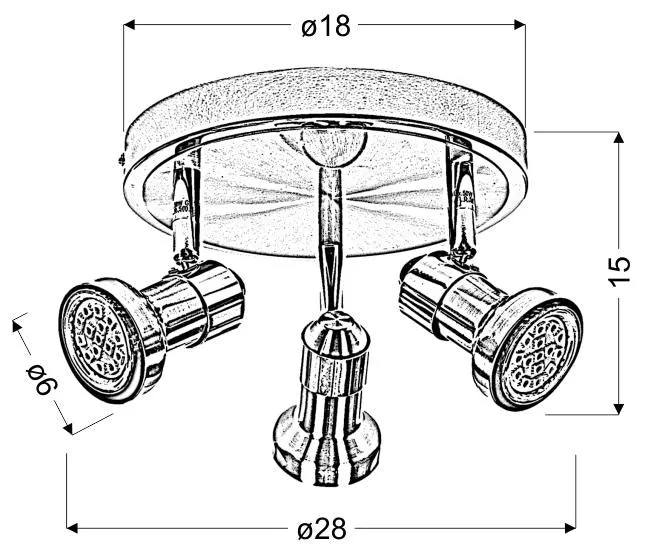 Spots de plafond Candellux Arkon 3L GU10 D 28cm