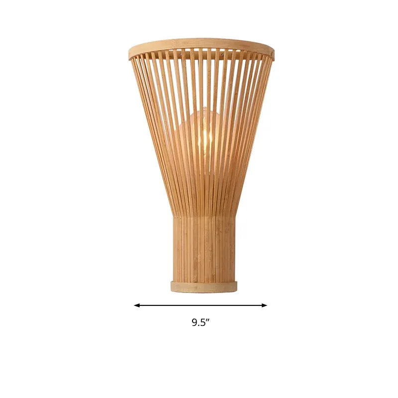 Applique murale en bambou faite à la main, éclairage mural Beige de Style asiatique à 1 ampoule pour chevet Clearhalo