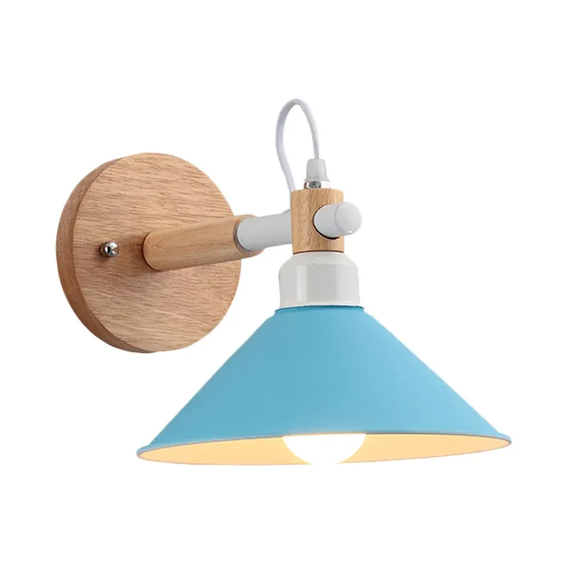Applique murale en forme de pyramide macaron en métal et bois, applique murale à 1 lumière pour salle à manger Clearhalo