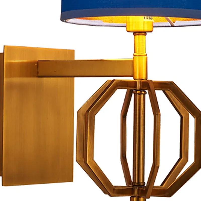 Applique murale en métal bleu royal, luminaire mural moderne à 1 lumière avec abat-jour en tissu pour hall d'entrée Clearhalo