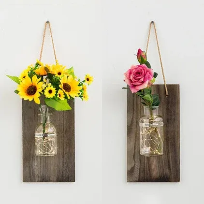 Applique murale suspendue avec accent de marguerite/rose, guirlande lumineuse moderne en verre transparent avec plaque arr...