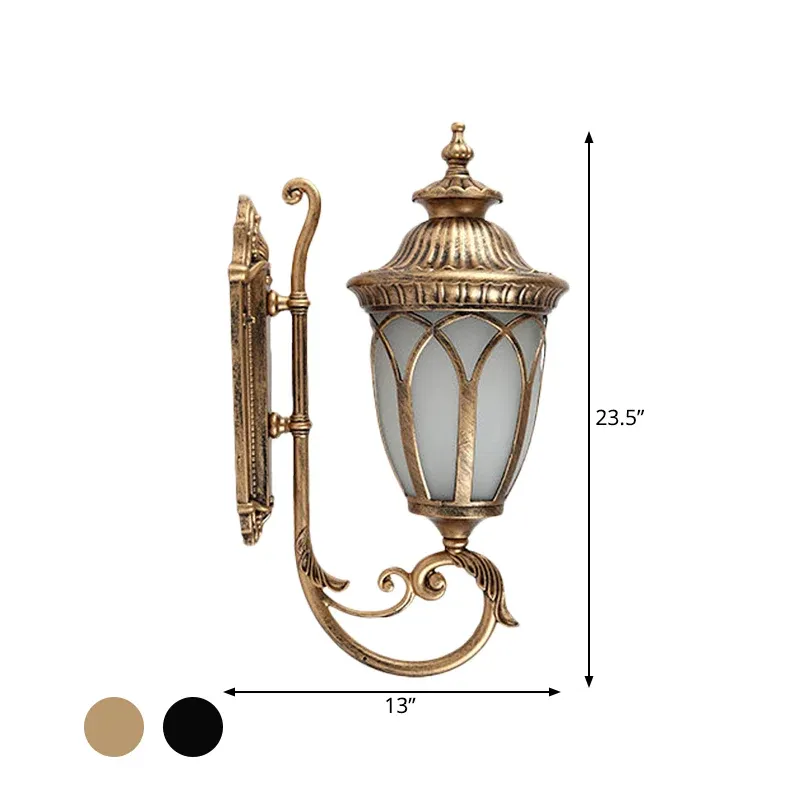 Lampe murale en aluminium noir/bronze, bras incurvé, 1 ampoule, éclairage de style Lodge avec abat-jour en verre dépoli Cl...