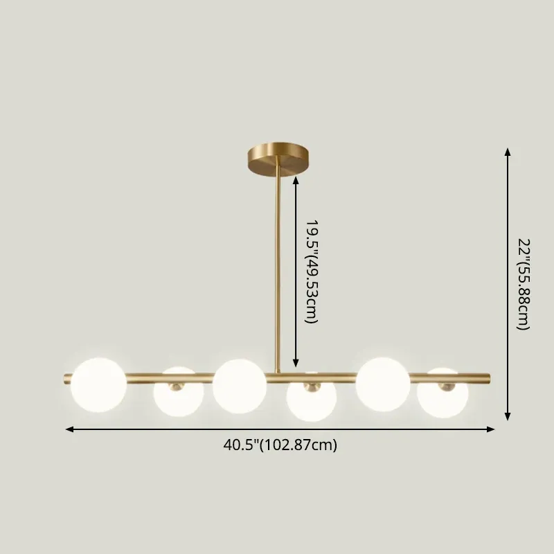 Plafonnier linéaire en forme d'île dorée, minimalisme moderne, éclairage sphérique en verre, plafonnier pour Table à mange...