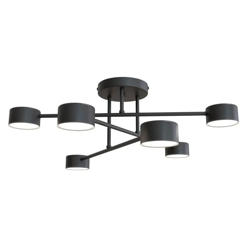 Plafonnier encastré Emibig HALO 6 en acier thermolaqué noir/blanc GX53 Black