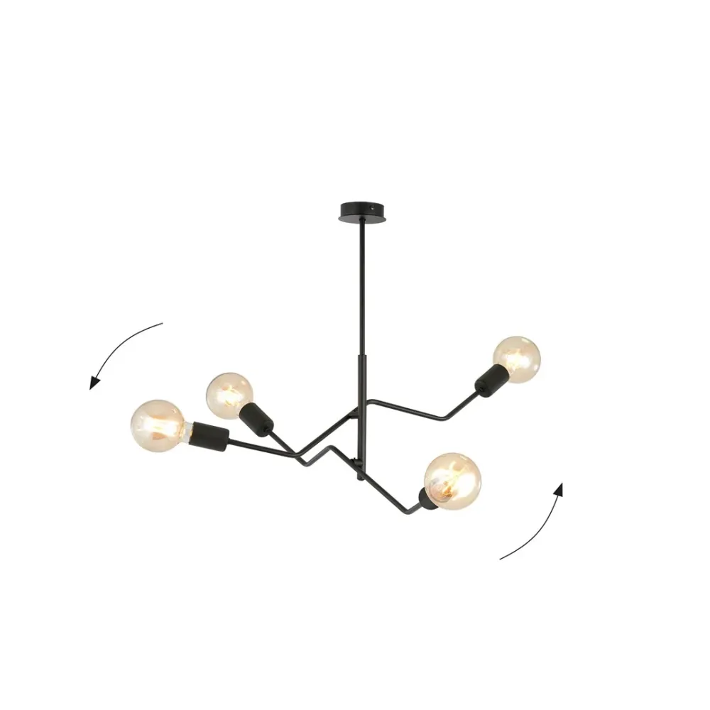 Plafonnier FRIX 4L, noir, E27 Emibig
