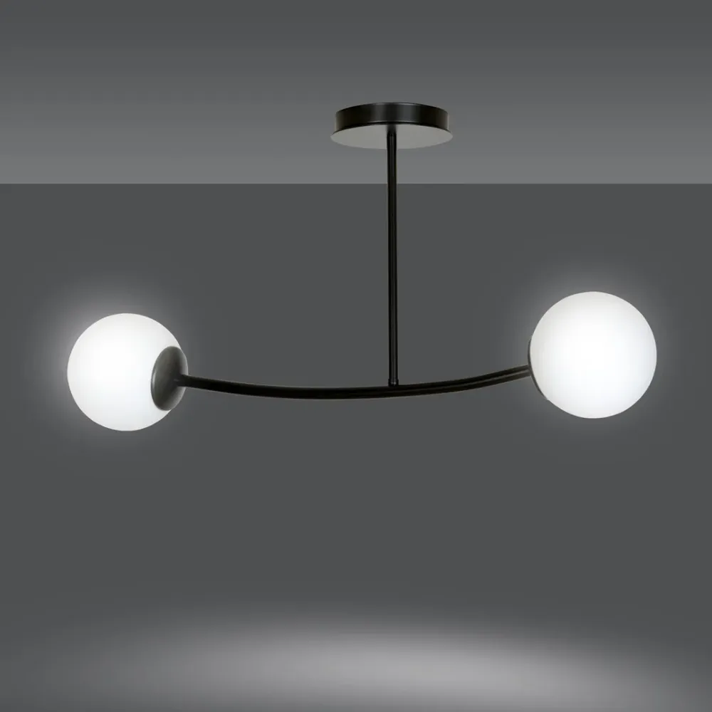 Plafonnier HALLDOR 2L, D15 noir, E14 Emibig