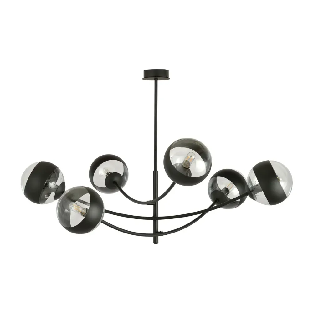 Plafonnier HUNTER 6L, D14 noir, E14 Emibig