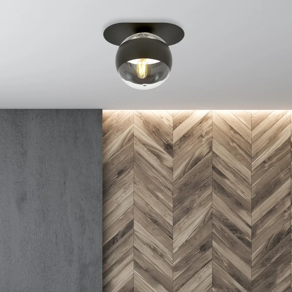 Plafonnier PLAZA 1L, D14 noir, E14 Emibig