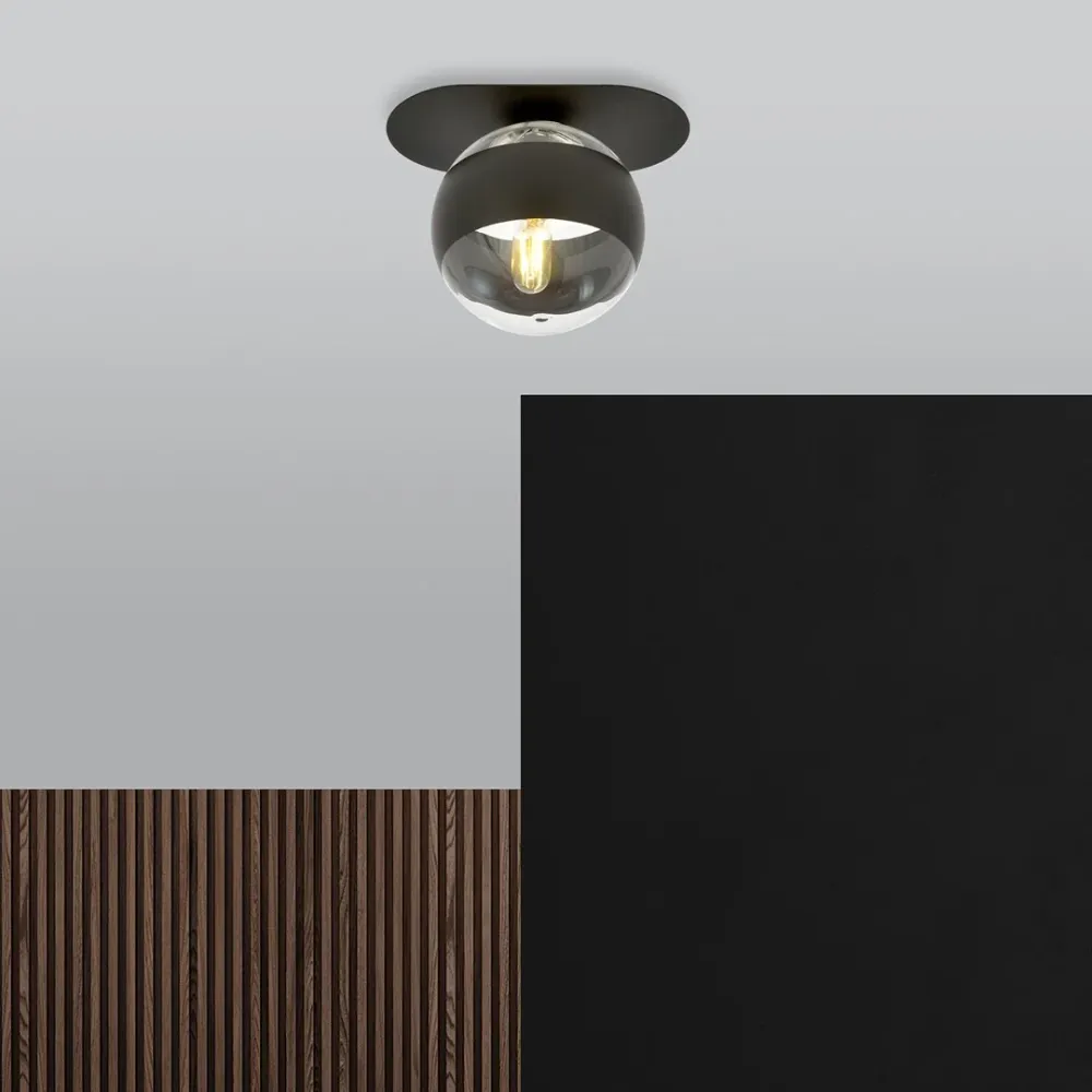 Plafonnier PLAZA 1L, D14 noir, E14 Emibig