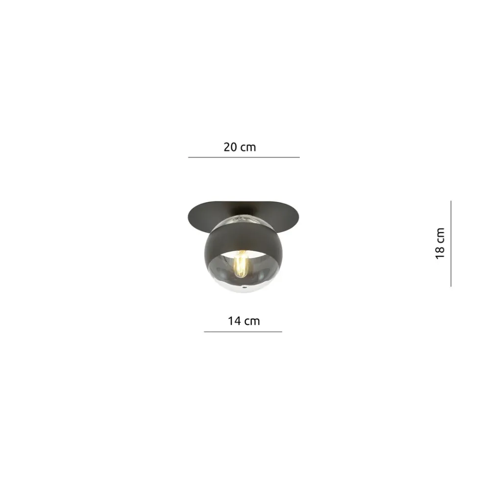 Plafonnier PLAZA 1L, D14 noir, E14 Emibig
