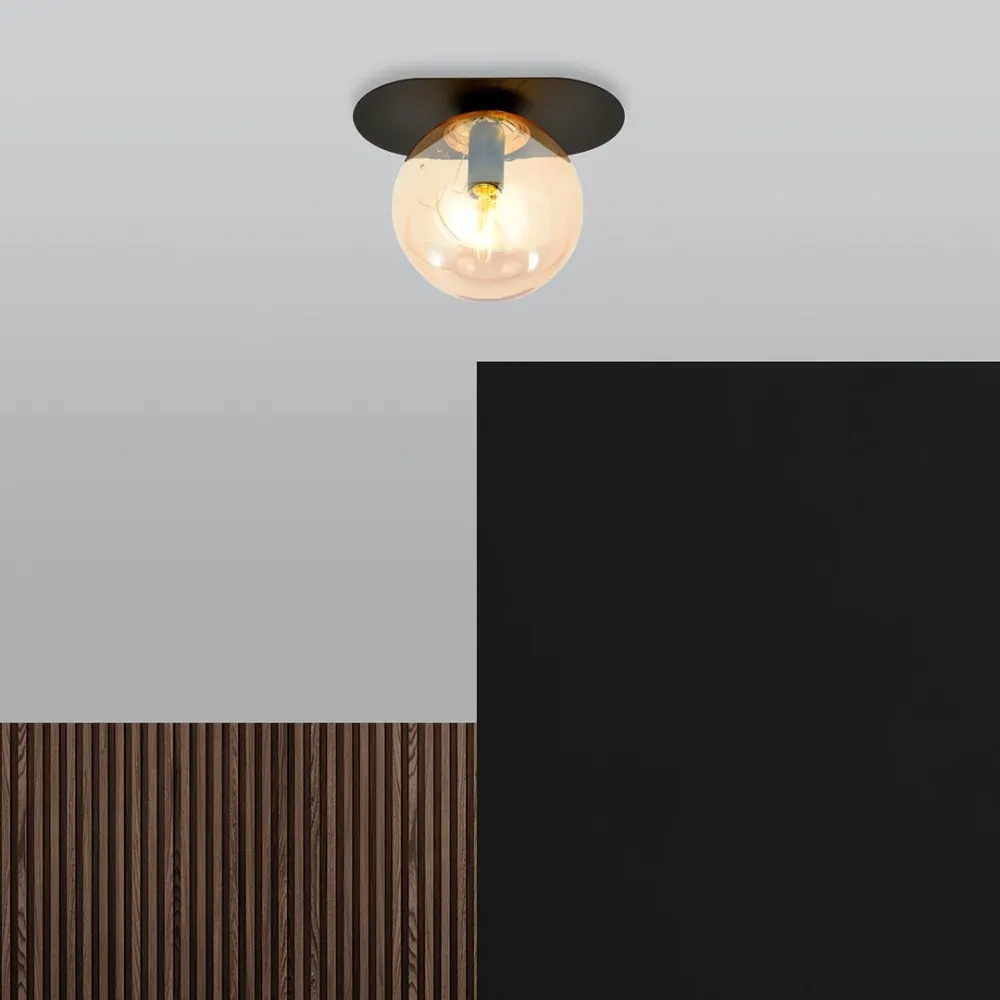 Plafonnier PLAZA 1L, D14 noir, E14 Emibig