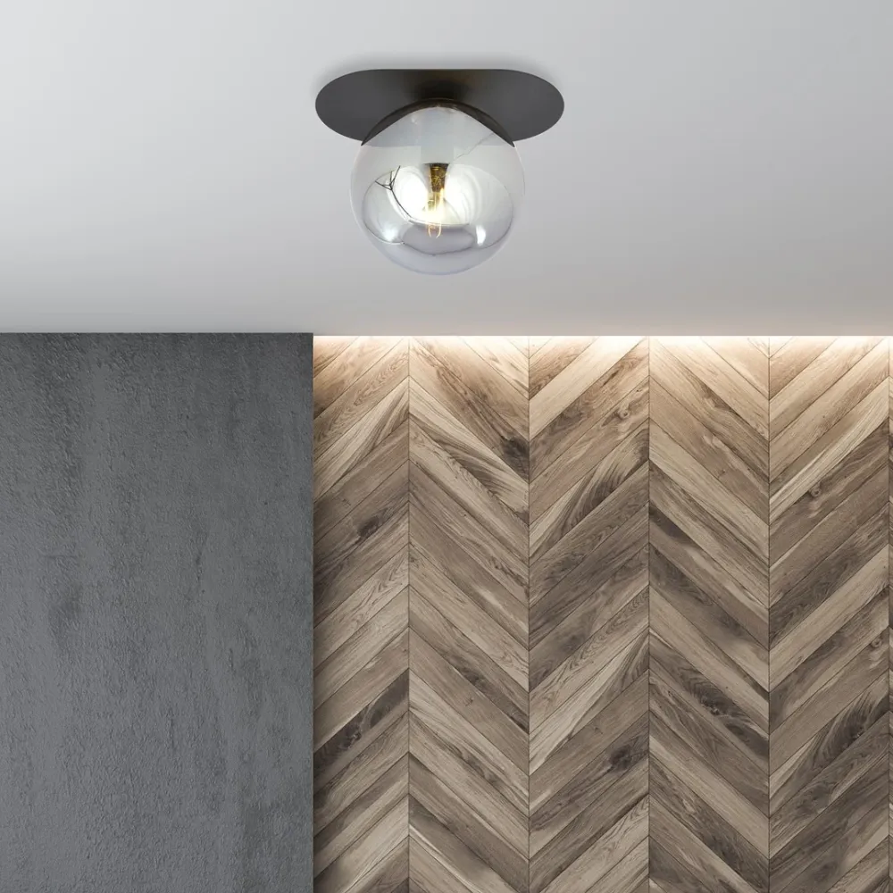 Plafonnier PLAZA 1L, D14 noir, E14 Emibig