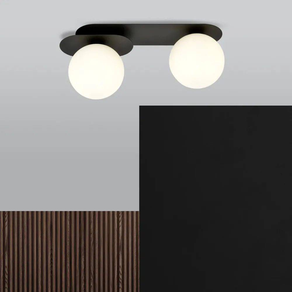 Plafonnier PLAZA 2L, D15 noir, E14 Emibig